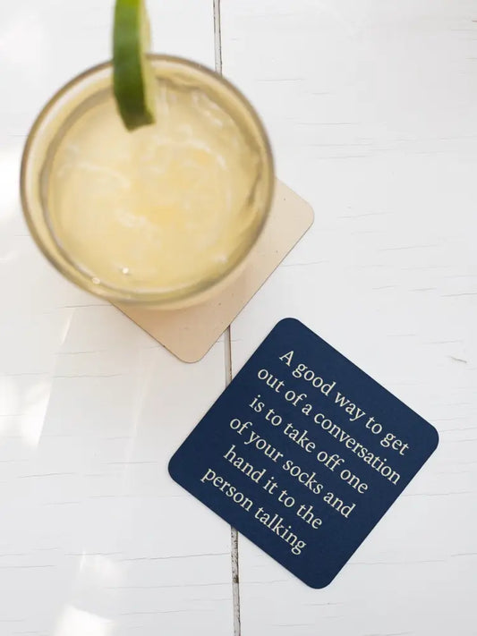 Escape Boring Conversations — One Sock at a Time Coaster