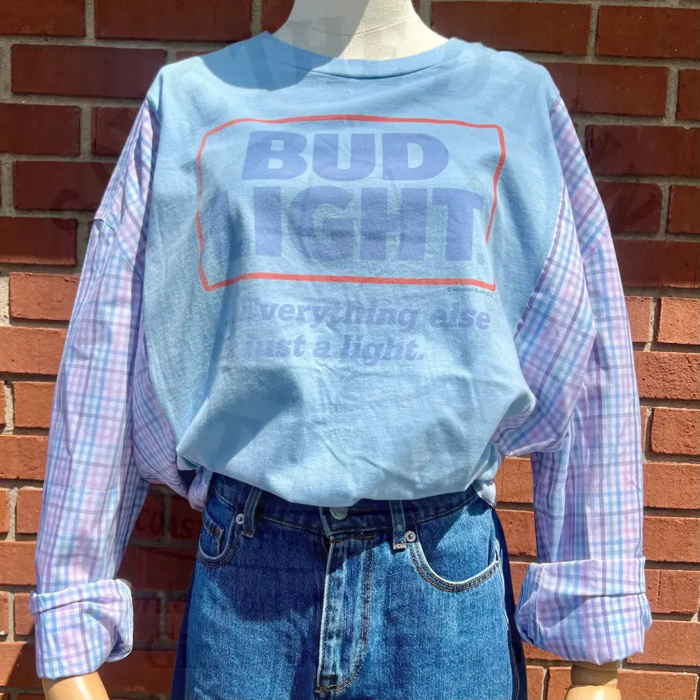 Reworked Bud Light Long Sleeve Shirts & Tops