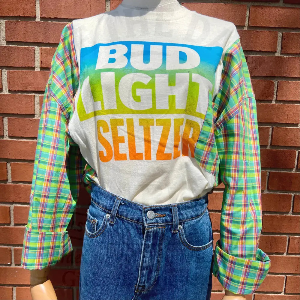 Reworked Bud Light Seltzer Long Sleeve Shirts & Tops