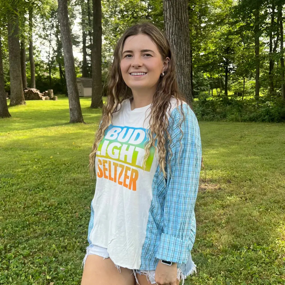 Reworked Bud Light Seltzer Long Sleeve Shirts & Tops