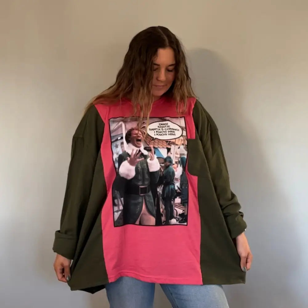 Reworked Buddy the ELF Flannel Long Sleeve Shirts & Tops
