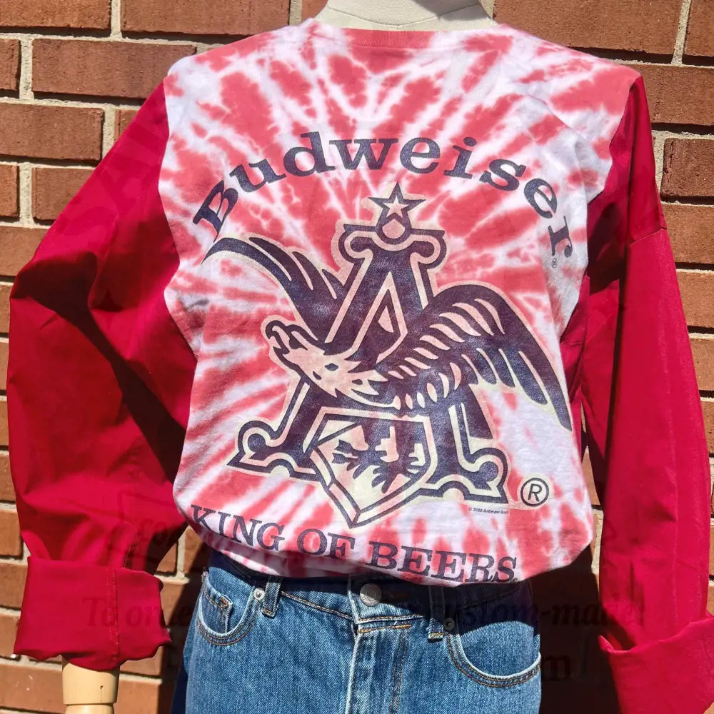 Reworked Budweiser Flannel Long Sleeve Shirts & Tops