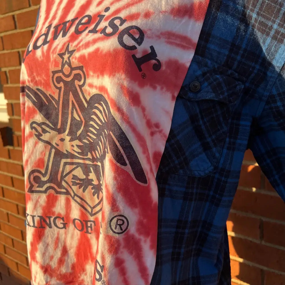 Reworked Budweiser Flannel Long Sleeve Shirts & Tops