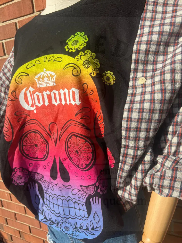 Reworked Corona Flannel Long Sleeve Shirts & Tops