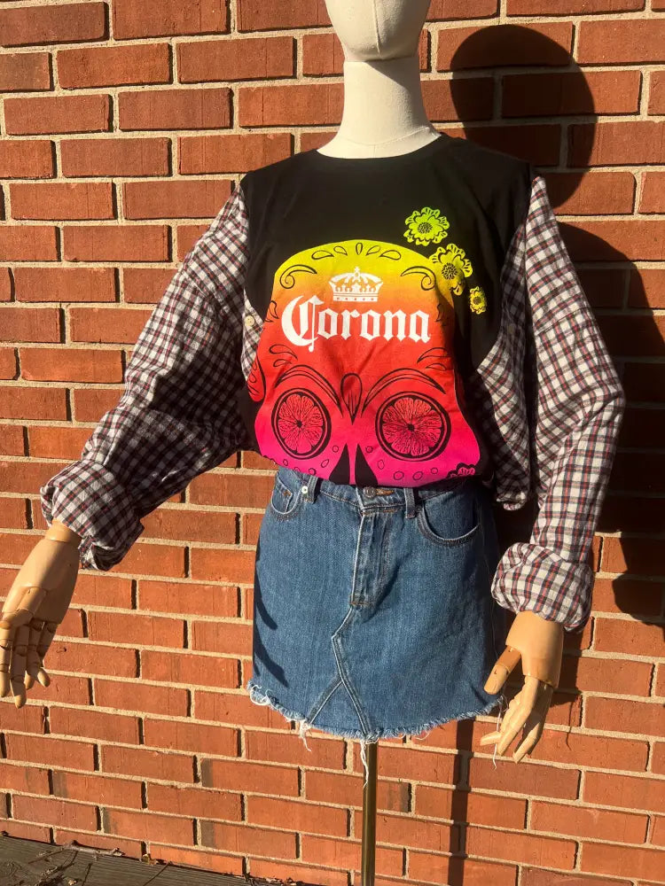 Reworked Corona Flannel Long Sleeve Shirts & Tops
