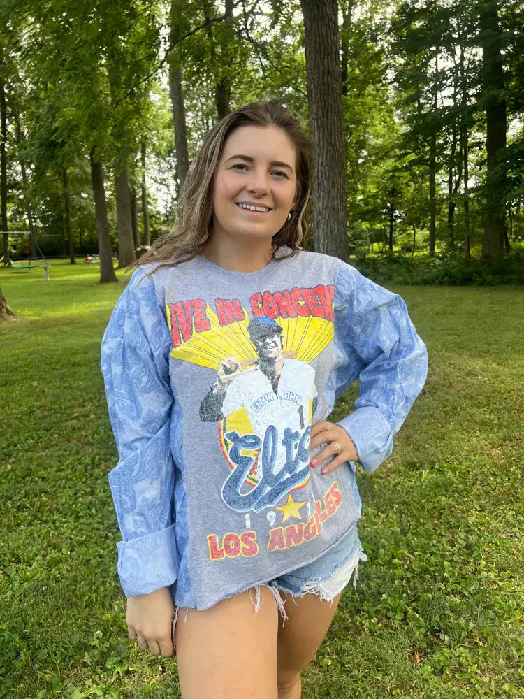 Reworked Elton John Long Sleeve Shirts & Tops