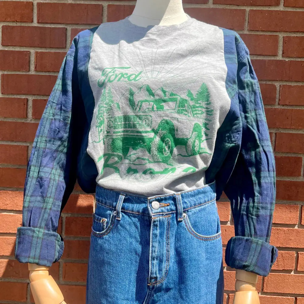 Reworked Ford Bronco Flannel Long Sleeve Shirts & Tops