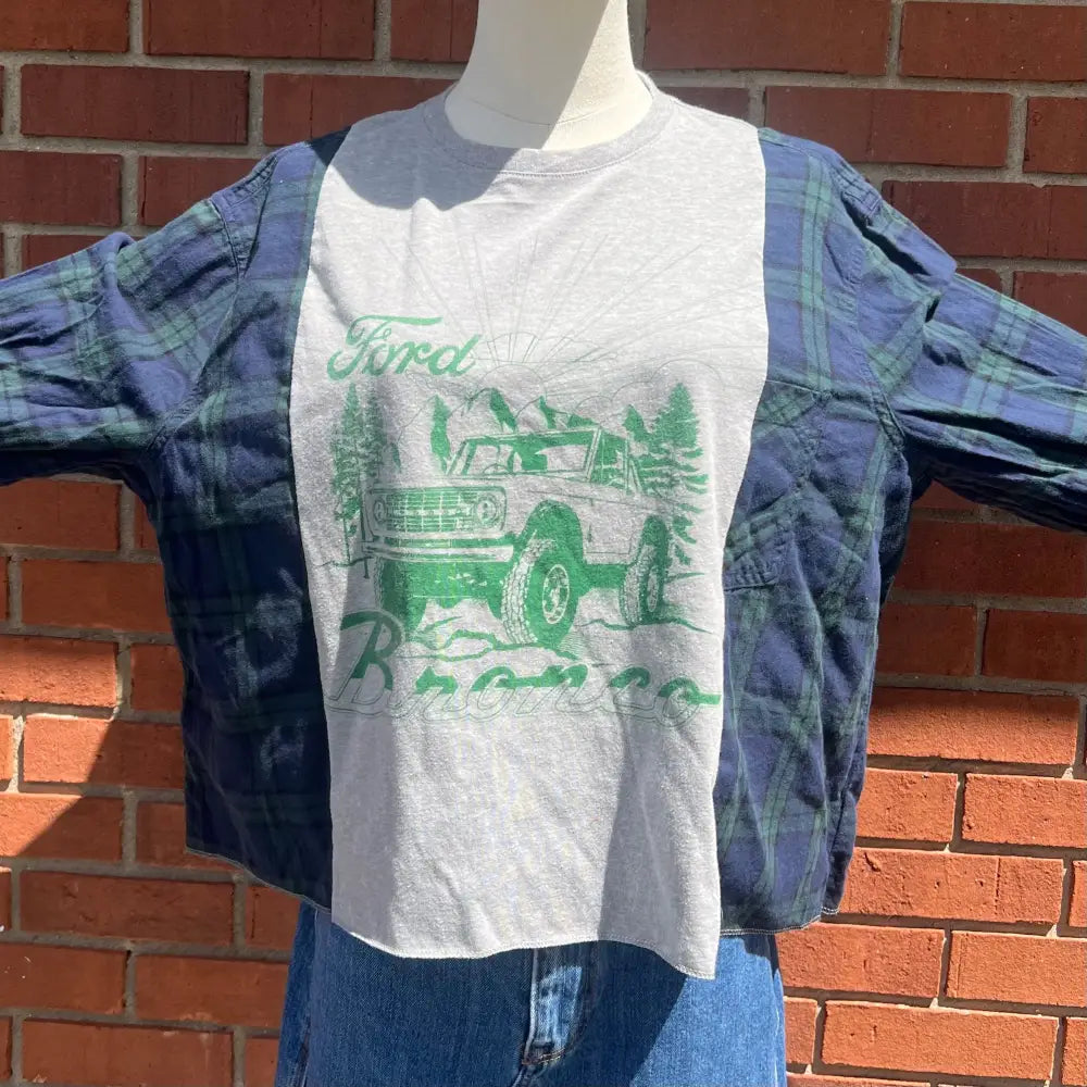 Reworked Ford Bronco Flannel Long Sleeve Shirts & Tops