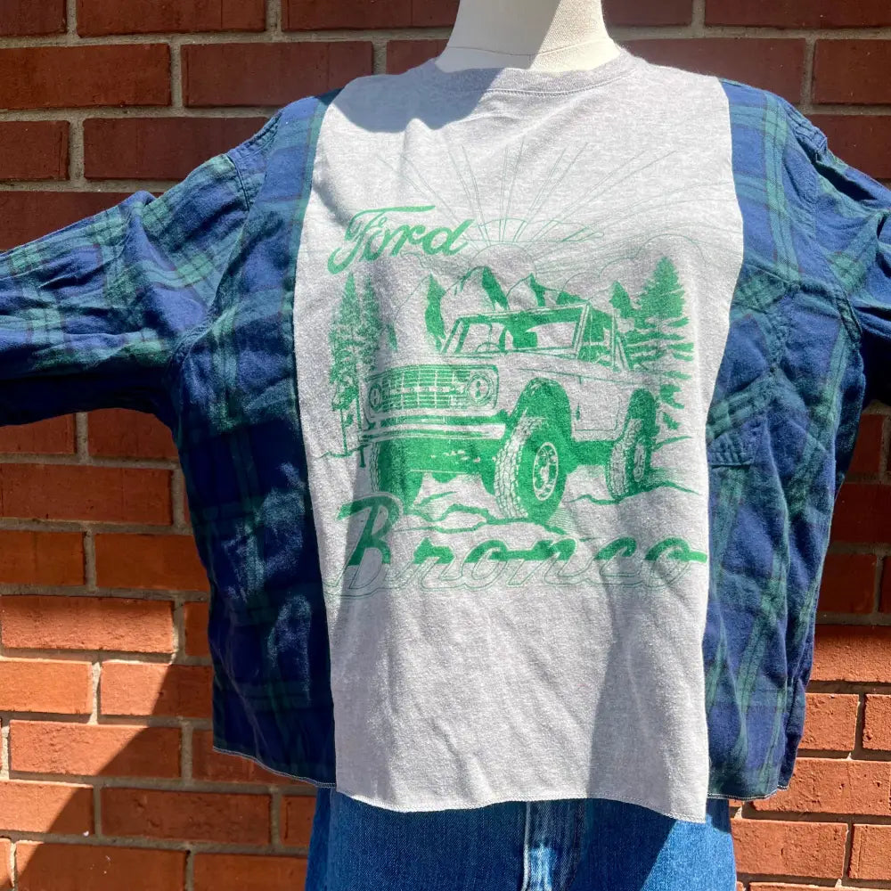 Reworked Ford Bronco Flannel Long Sleeve Shirts & Tops