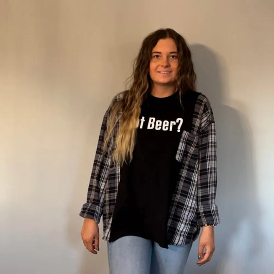 Reworked Got Beer? Flannel Long Sleeve Shirts & Tops