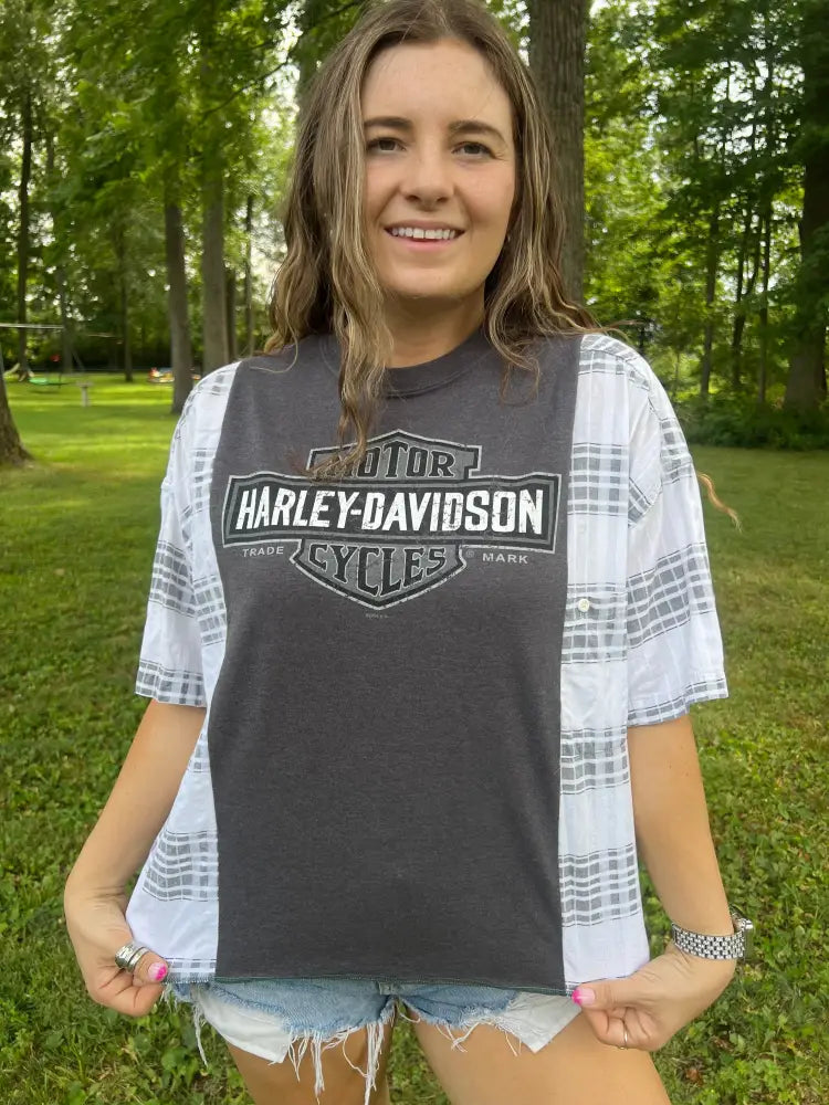 Reworked Harley Davidson Short Sleeve Shirts & Tops