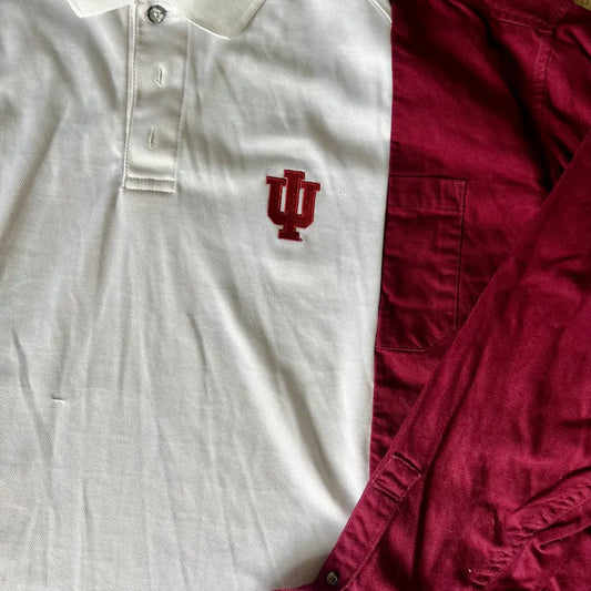 Reworked Indiana University Flannel Long Sleeve Polo Shirts & Tops