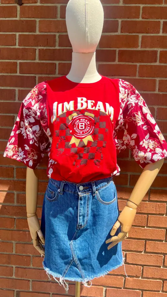 Reworked Jim Beam Short Sleeve Shirts & Tops