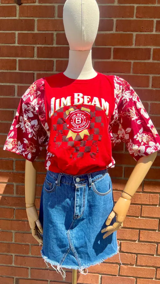 Reworked Jim Beam Short Sleeve Shirts & Tops