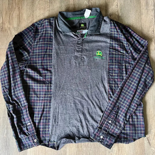 Reworked John Deer Flannel Long Sleeve Shirts & Tops