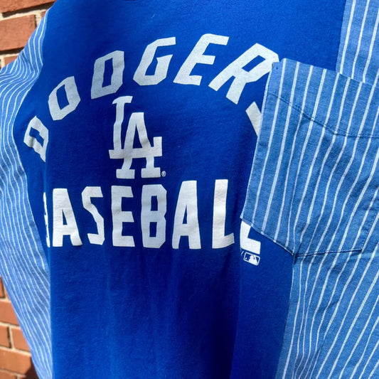 Reworked LA Dodgers Flannel Long Sleeve Shirts & Tops