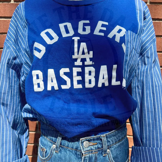 Reworked LA Dodgers Flannel Long Sleeve Shirts & Tops