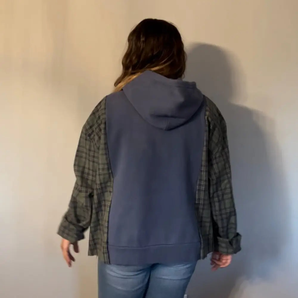 Reworked Levis Flannel Long Sleeve Hoodie Shirts & Tops