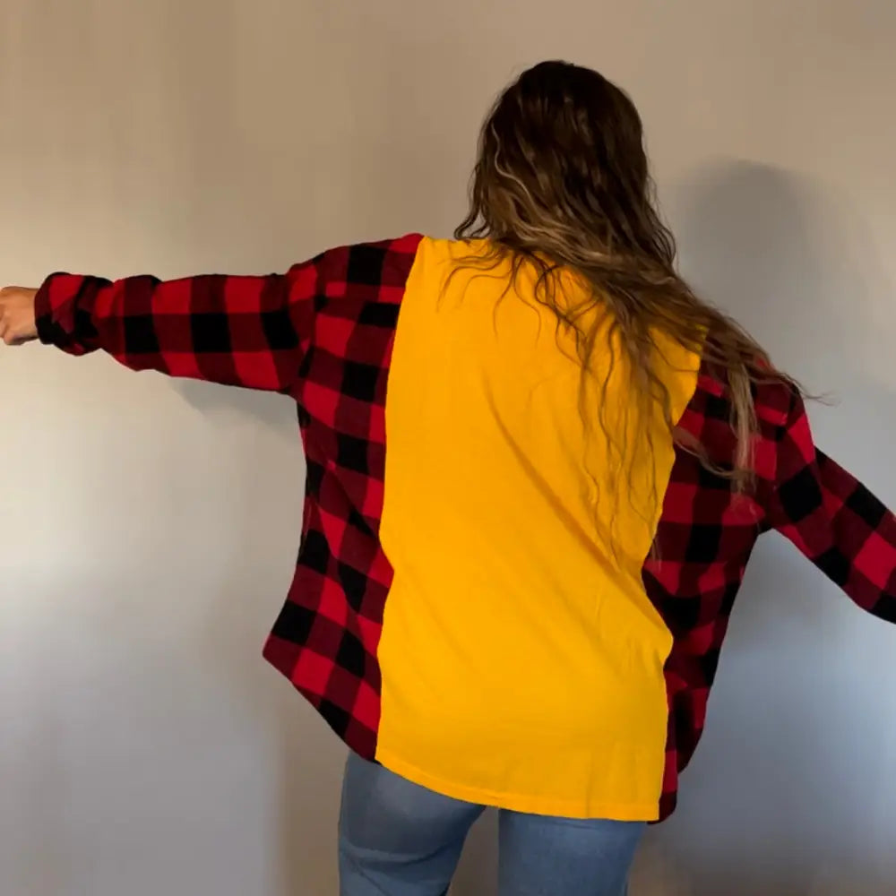 Reworked Miller High Life Flannel Long Sleeve Shirts & Tops