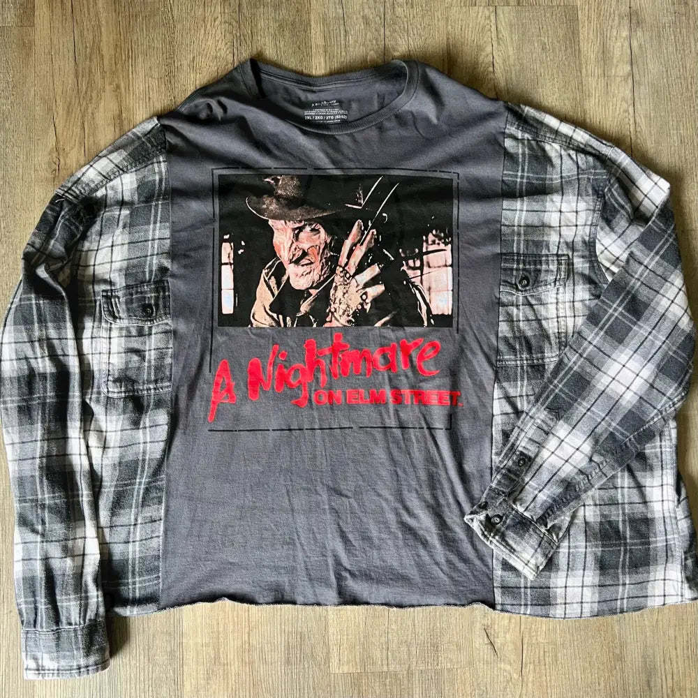 Reworked Nightmare on Elm Street Long Sleeve Flannel Shirts & Tops