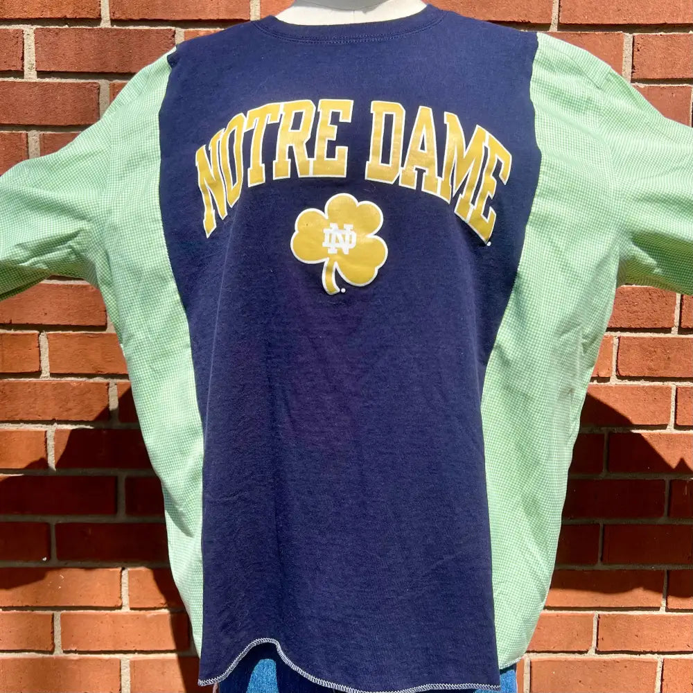 Reworked Notre Dame Flannel Long Sleeve Shirts & Tops