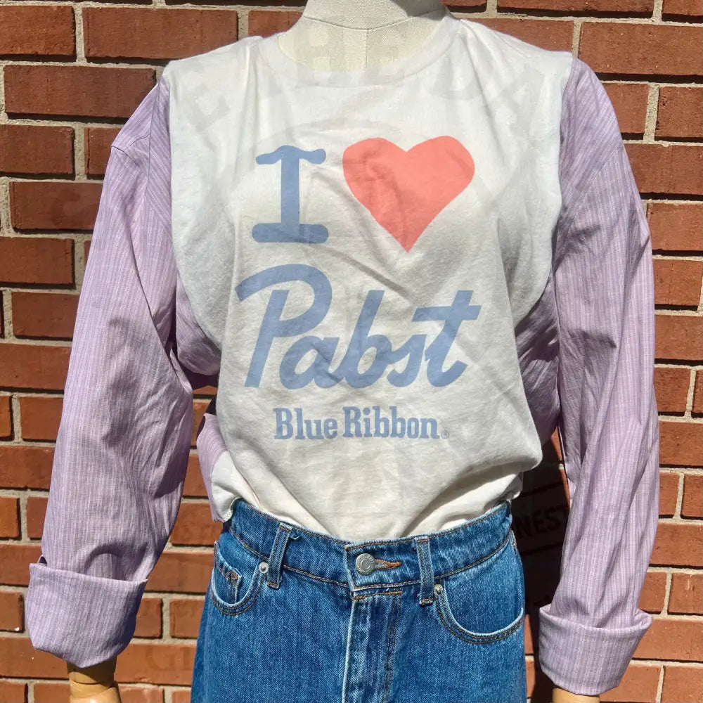 Reworked Pabst Blue Ribbon Crop Top Shirts & Tops