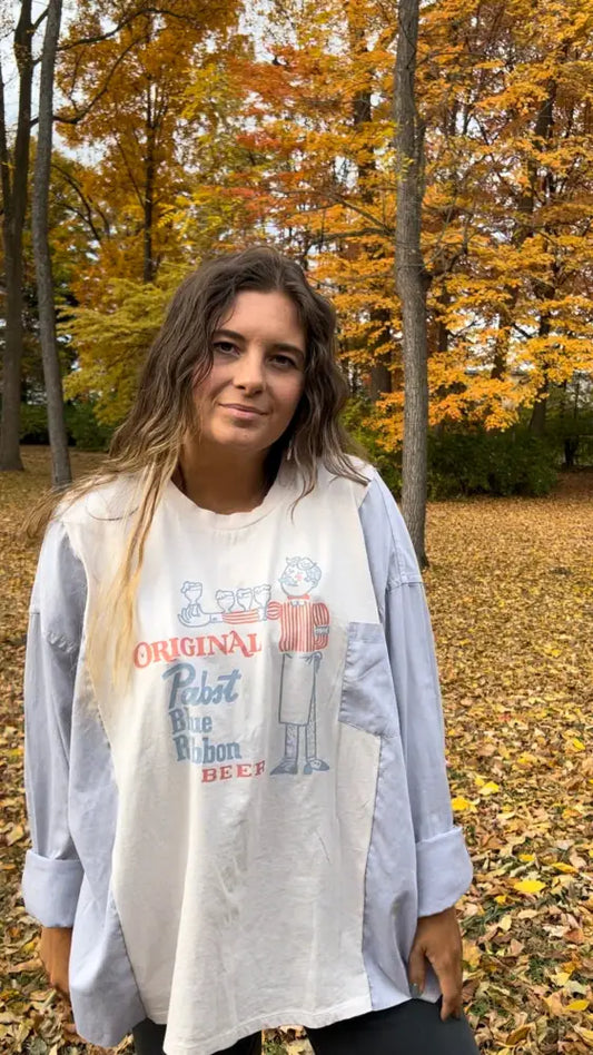 Reworked Pabst Blue Ribbon Long Sleeve Shirts & Tops