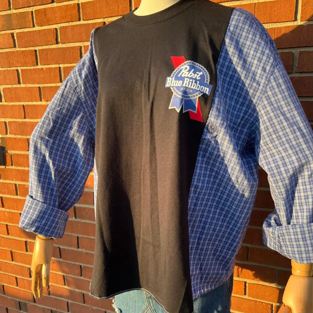 Reworked Pabst Blue Ribbon Long Sleeve Shirts & Tops