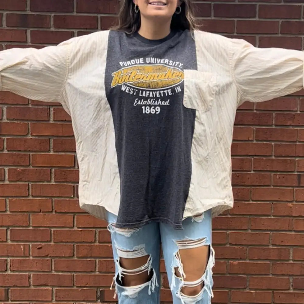 Reworked Purdue Boilermakers Long Sleeve Shirts & Tops