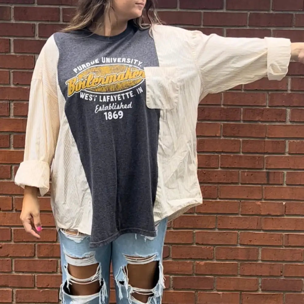 Reworked Purdue Boilermakers Long Sleeve Shirts & Tops