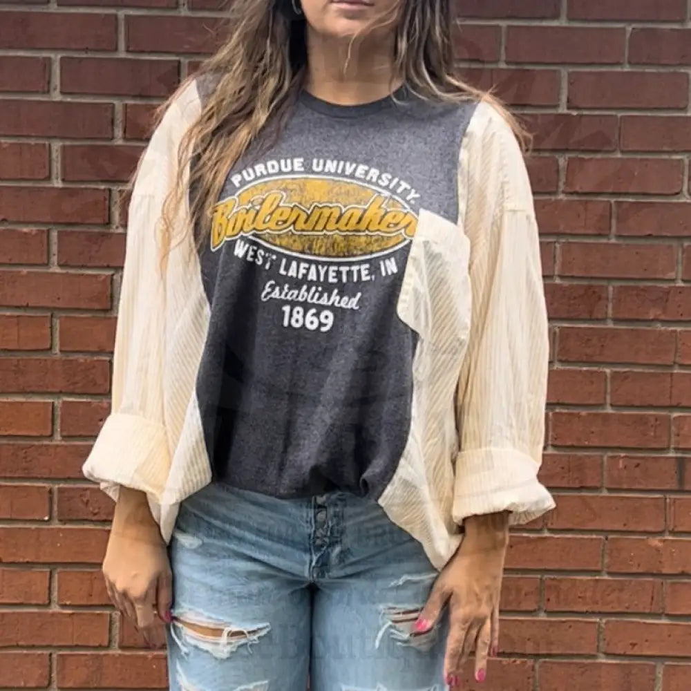 Reworked Purdue Boilermakers Long Sleeve Shirts & Tops