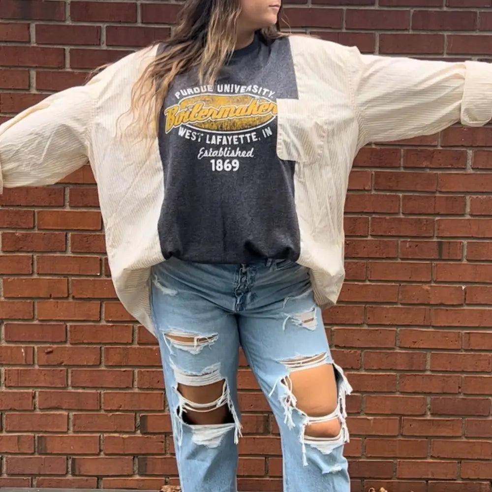 Reworked Purdue Boilermakers Long Sleeve Shirts & Tops