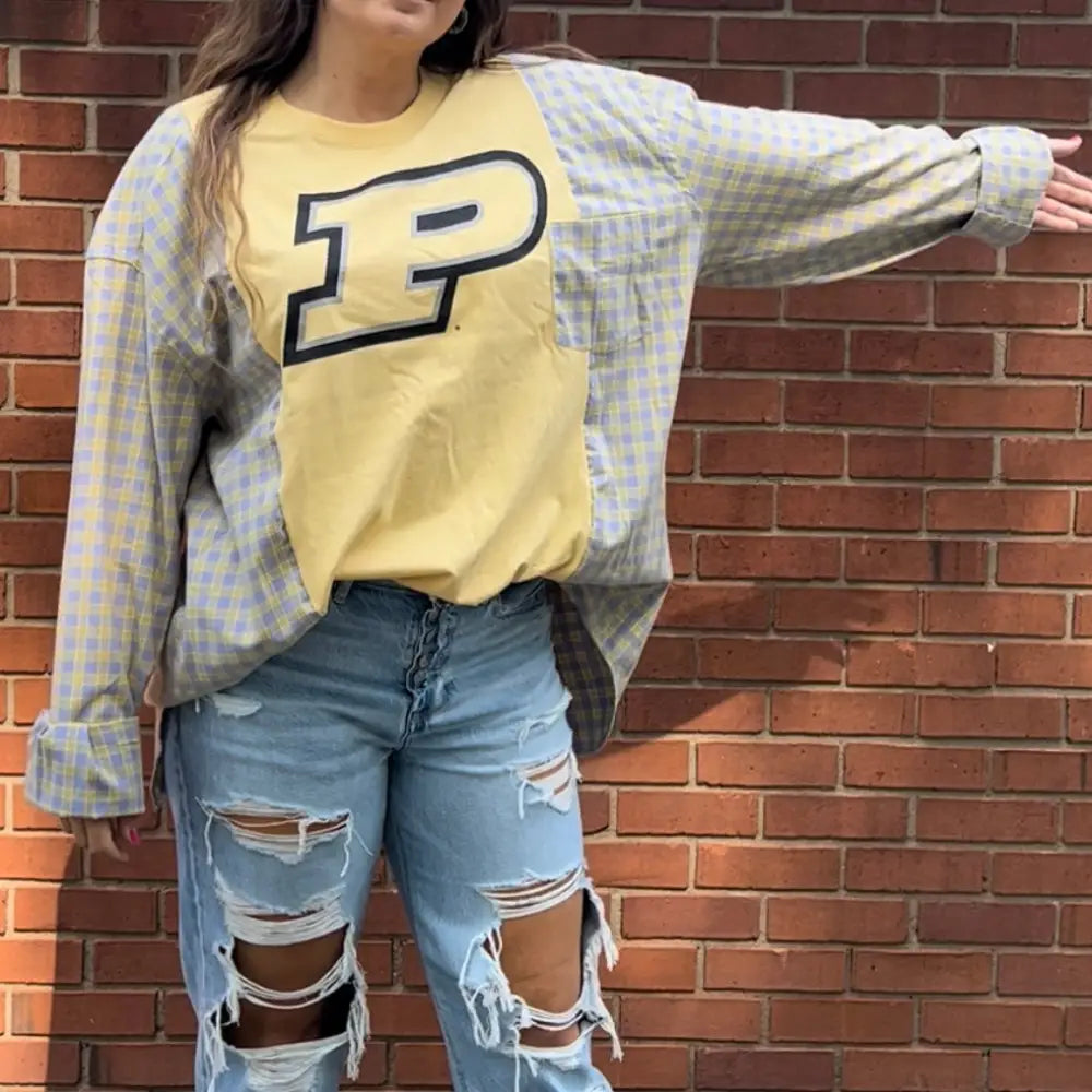 Reworked Purdue University Long Sleeve Shirts & Tops