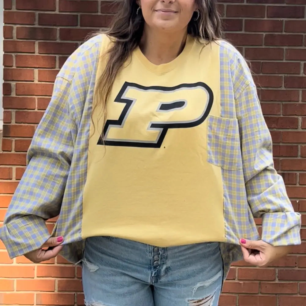 Reworked Purdue University Long Sleeve Shirts & Tops
