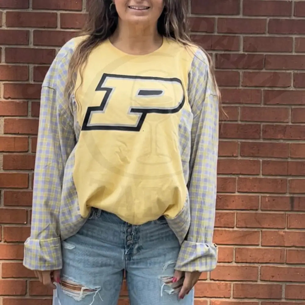 Reworked Purdue University Long Sleeve Shirts & Tops