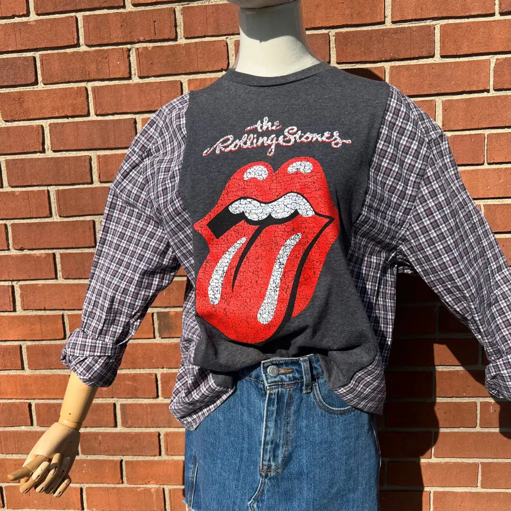 Reworked Rolling Stones Long Sleeve Shirts & Tops