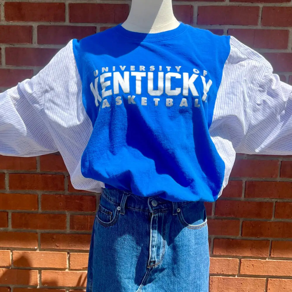 Reworked University of Kentucky Basketball Flannel Long Sleeve Shirts & Tops