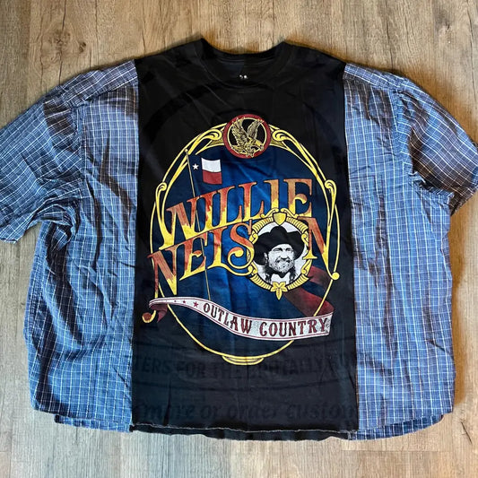 Reworked Willie Nelson Short Sleeve Shirts & Tops