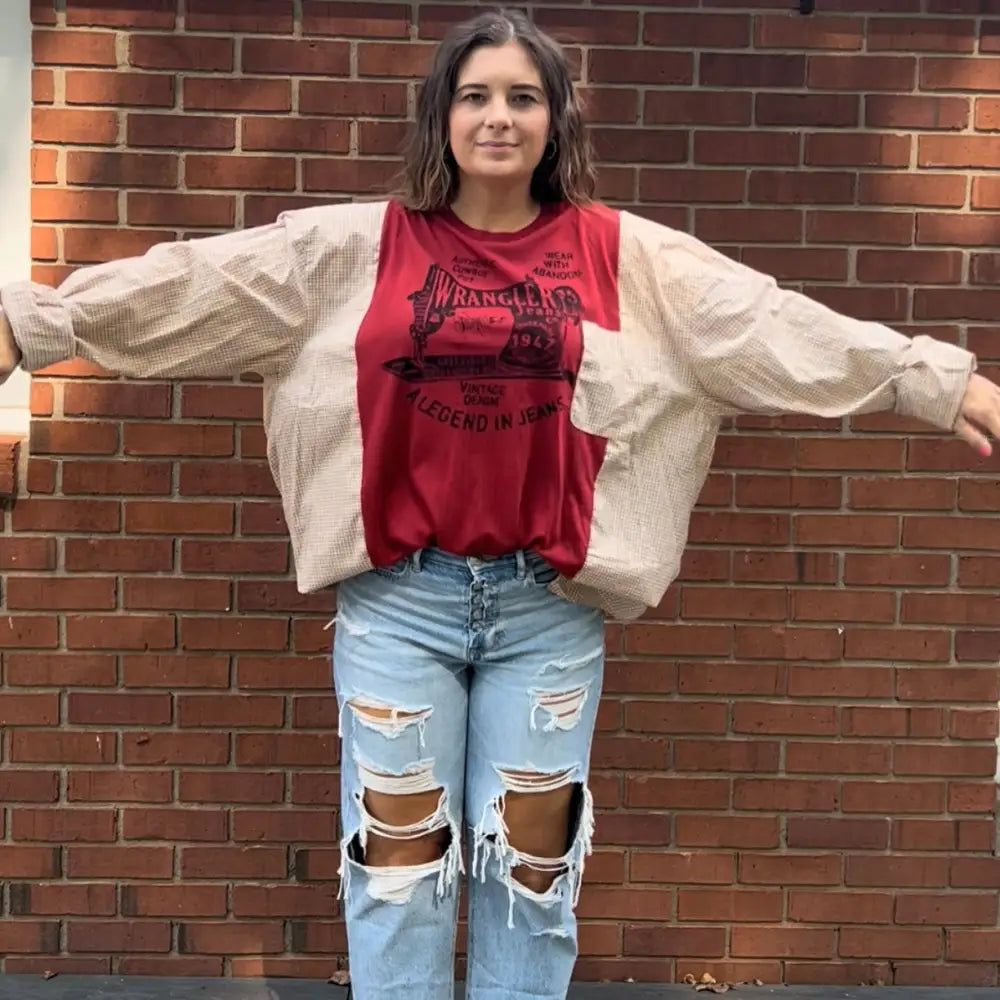 Reworked Wrangler Long Sleeve Shirts & Tops