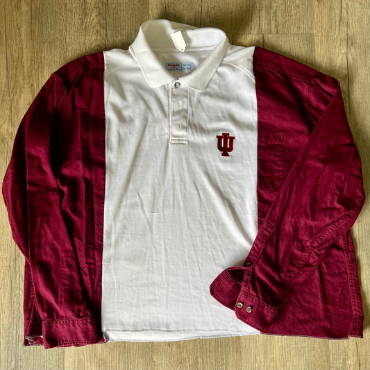 Reworked Indiana University Flannel Long Sleeve Polo