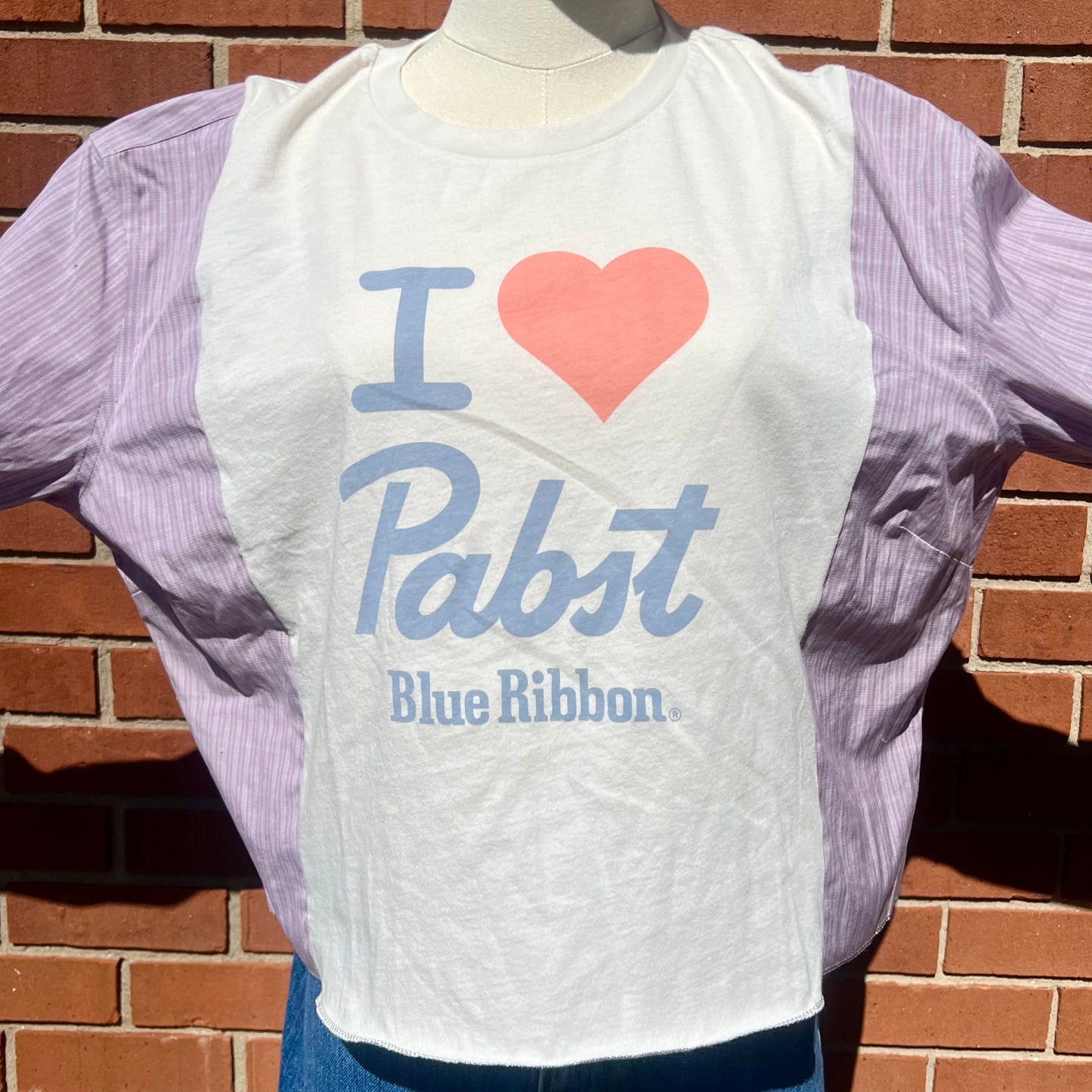 Reworked Pabst Blue Ribbon Crop Top