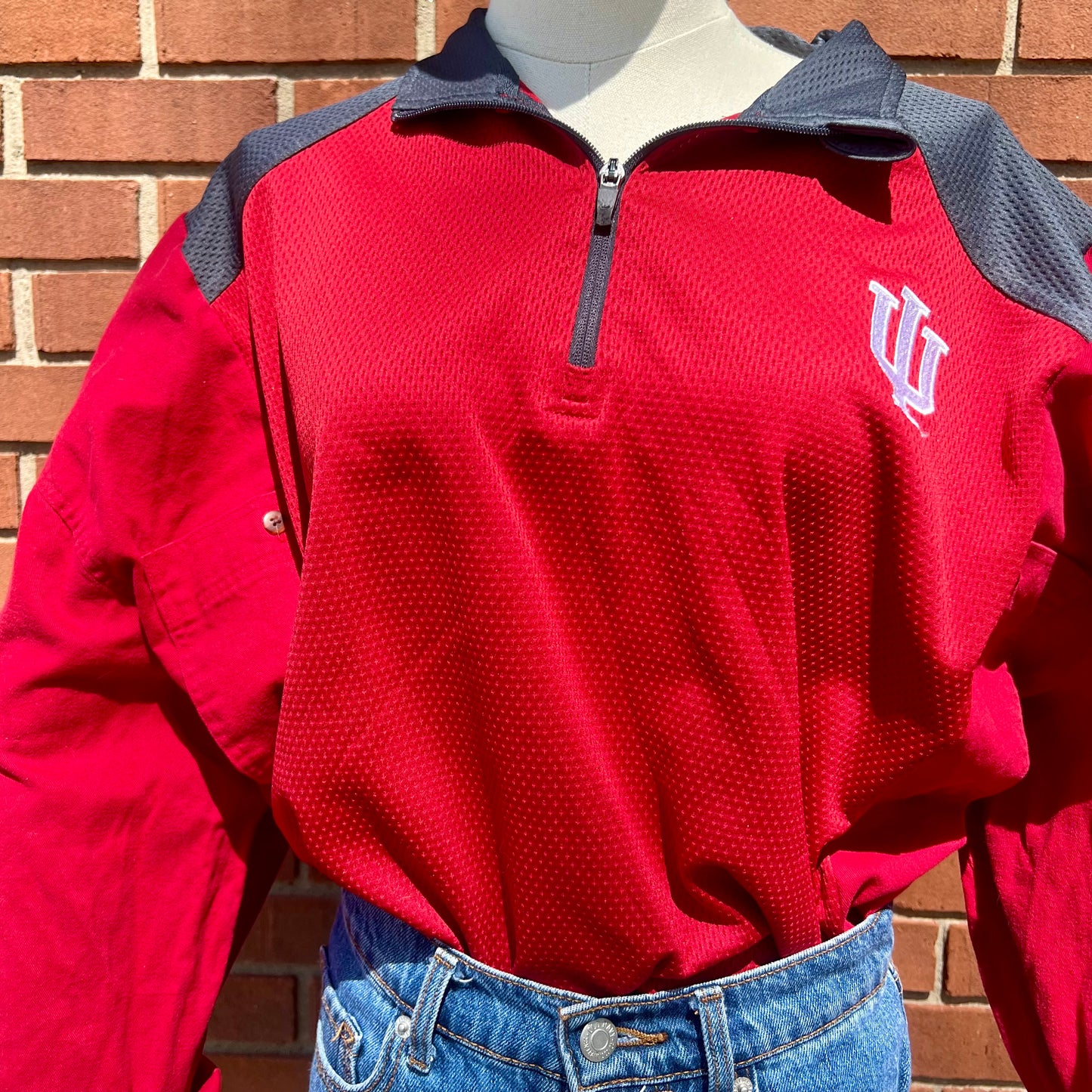 Reworked Indiana University Flannel Long Sleeve Quarter ZIp