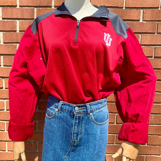 Reworked Indiana University Flannel Long Sleeve Quarter ZIp