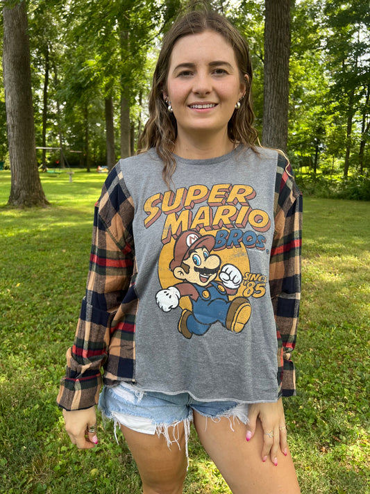 Reworked Mario Brothers Flannel Long Sleeve