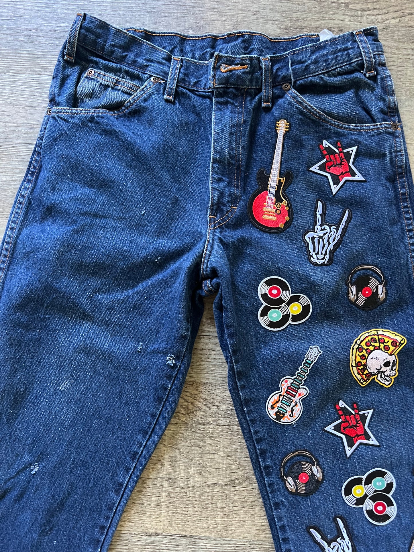 Upcycled Rock & Roll Patch Jeans