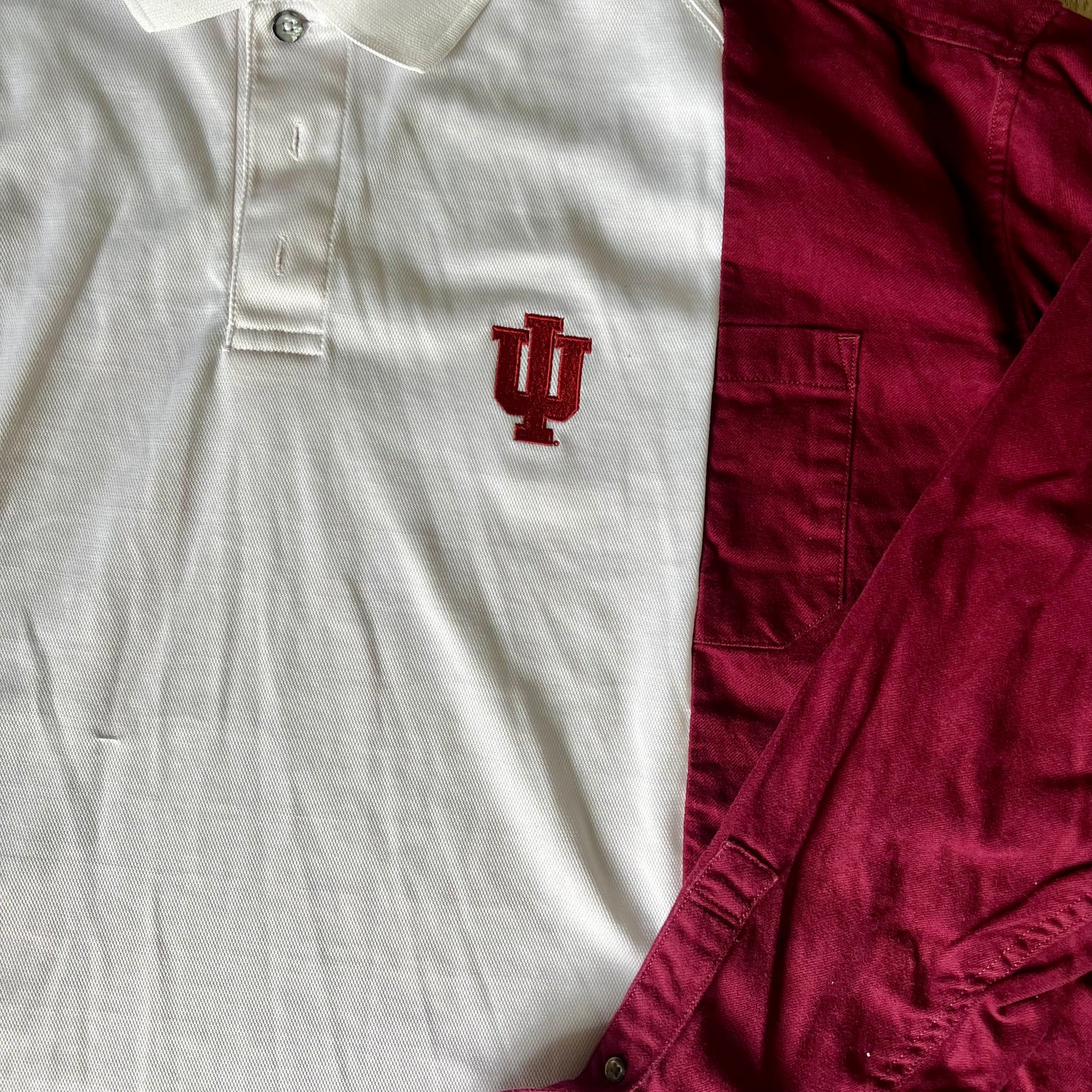 Reworked Indiana University Flannel Long Sleeve Polo