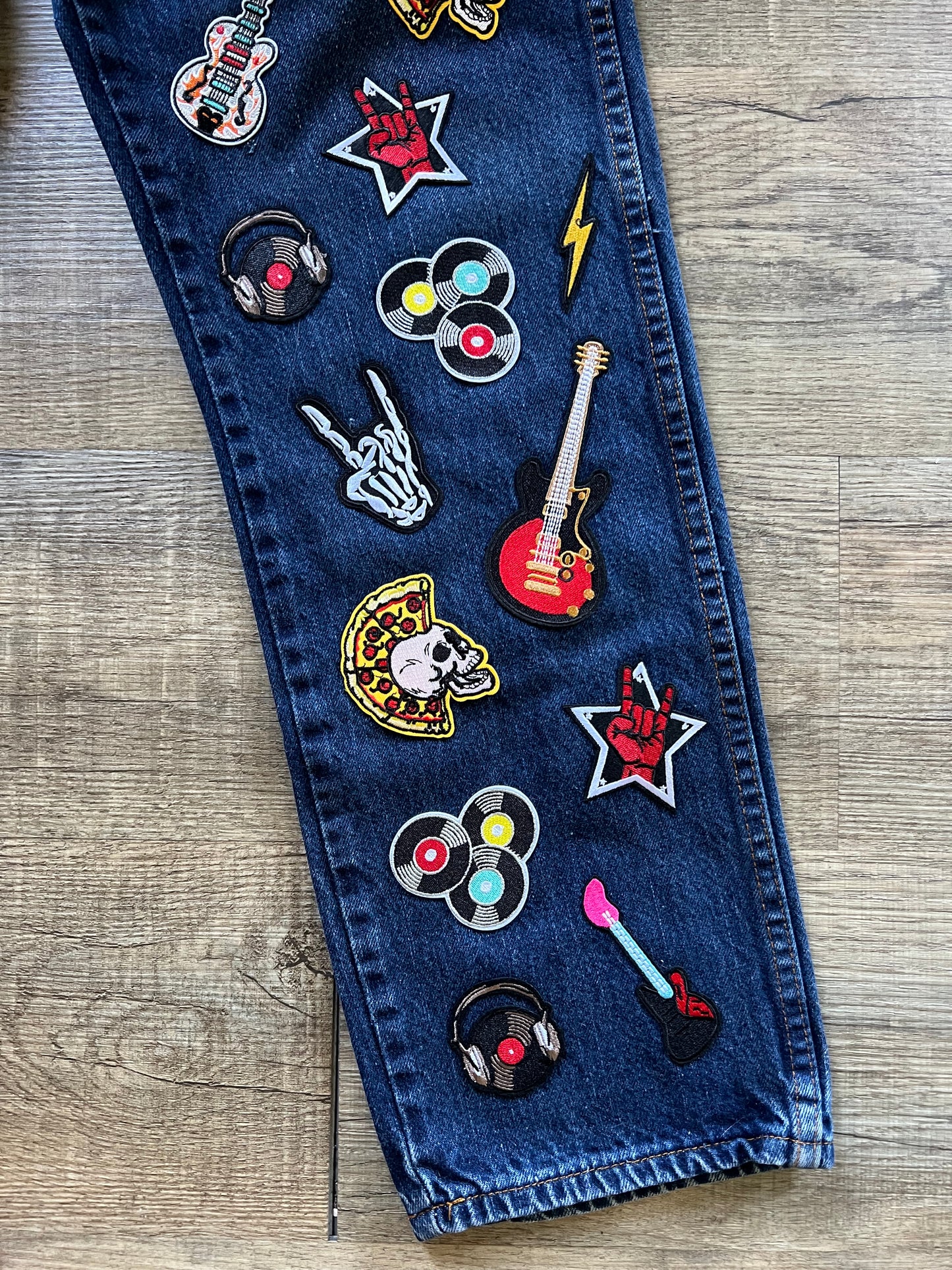 Upcycled Rock & Roll Patch Jeans