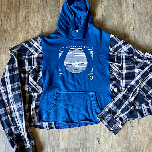 Reworked Indianapolis Colts Flannel Long Sleeve Hoodie