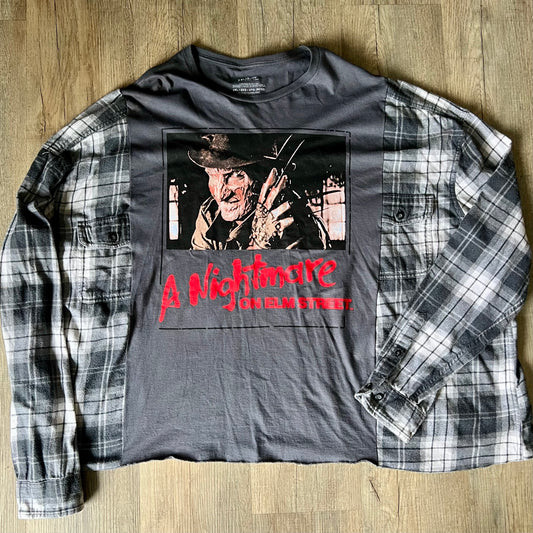 Reworked Nightmare on Elm Street Long Sleeve Flannel