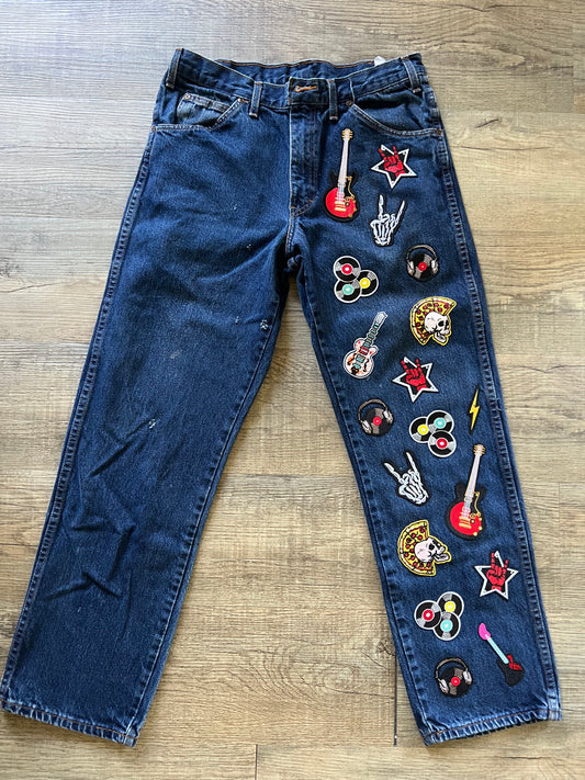 Upcycled Rock & Roll Patch Jeans